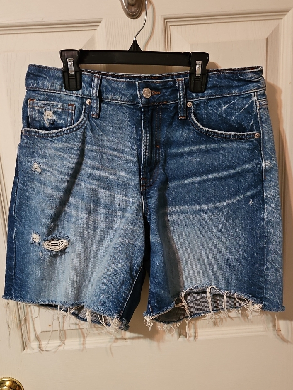 Distressed Blue Denim Shorts